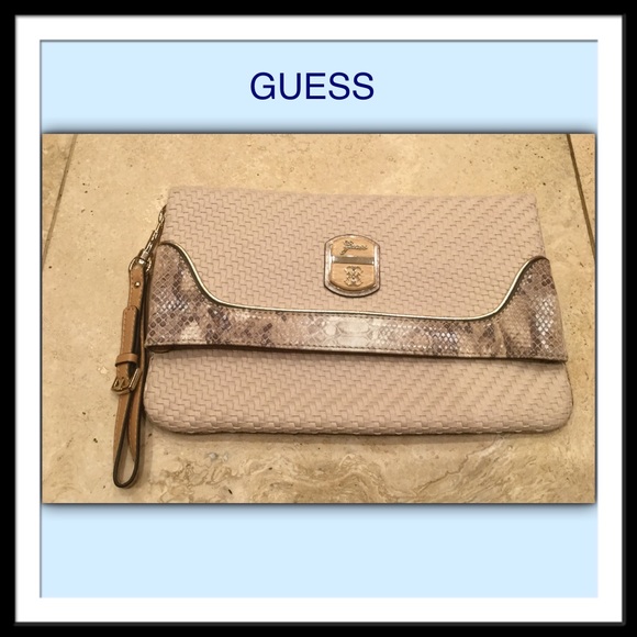 Guess Makala Python Foldover Envelope Clutch - Picture 1 of 4